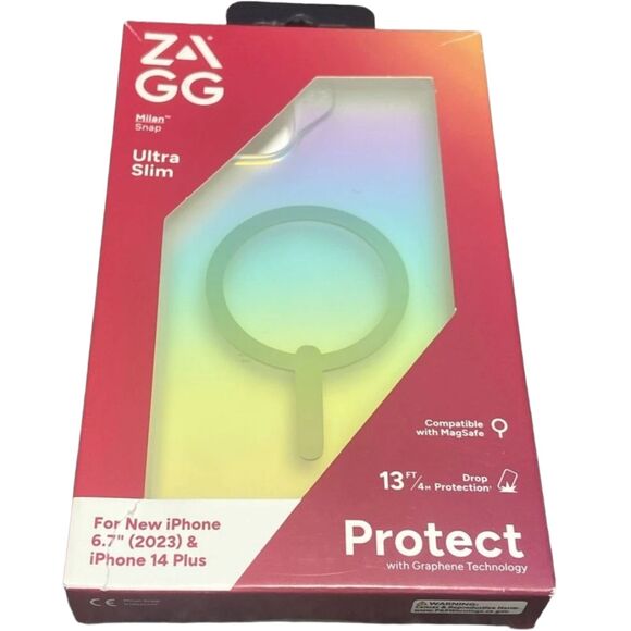 ZAGG Milan iPhone 15 14 Plus 6.7" MagSafe Case Iridescent Snap Cover New - Picture 3 of 6